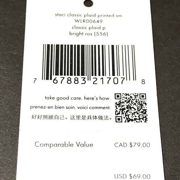 KATE SPADE PLAID SLIM CARD HOLDER CASE "STACI" BRIGHT ROSE RED & BLACK NEW! - Picture 3 of 3